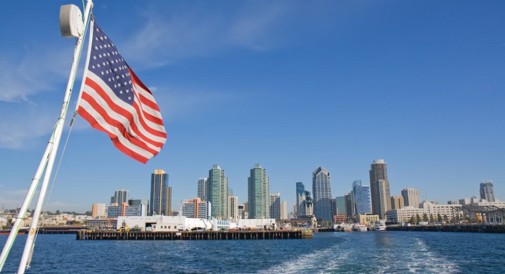 View of the port and skyline of San Diego